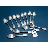 A Matched Set of Twelve Hallmarked Silver Fiddle Pattern Teaspoons, Samuel Hayne & Dudley Cater,