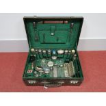 A Drew & Sons Piccadilly Ladies Crocodile Skin Travelling Case, initialled "A.O.S.B.", the green