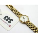 Rotary; A Modern 9ct Gold Cased Ladies Wristwatch, to integral brick link style bracelet with 9ct