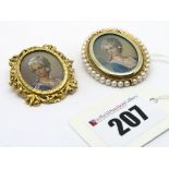 A XIX Century Style Locket Pendant/Brooch, detailed with a head and shoulders portrait of a lady,
