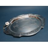 A Decorative Hallmarked Silver Tray, Fattorini & Sons, Sheffield 1910, of shaped oval form with twin