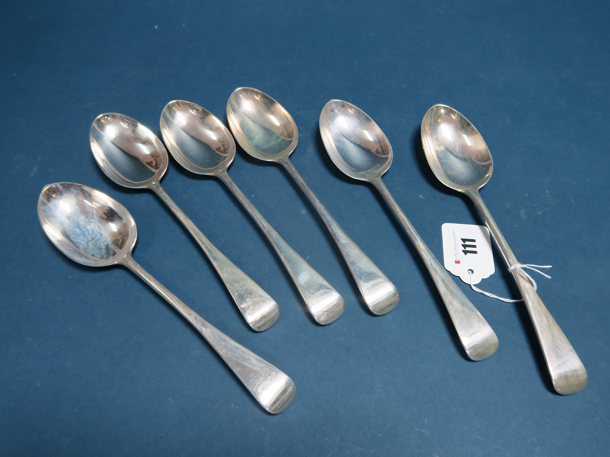 A Set of Six Hallmarked Silver Old English Pattern Table Spoons, CB, London 1894, total weight