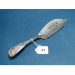 A Hallmarked Silver Fiddle, Thread and Shell Pattern Fish Slice, Eley, Fearn & Chawner, London 1811,