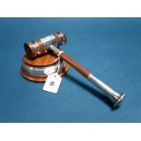 A Hallmarked Silver Mounted Gavel, CCA, Sheffield 1978; Together with Block, of circular form, the