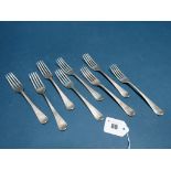 A Set of Eight Hallmarked Silver Old English Pattern Forks, WE, London 1807, crested, total weight