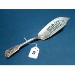 A Hallmarked Silver Fiddle, Thread and Shell Pattern Fish Slice, BK, London 1832, crested.