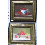 IAN PARKER (b.1955) (ARR) "Still Life with Cherries" and "Still Life with Strawberries", oils on