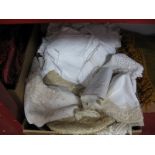 A Quantity of Lace and Crocheted Table Linen, mats etc:- One Box