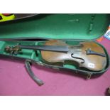 An Early XX Century Violin, with two piece back, length of back 37cm, no internal label, with hard