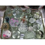 Glass Paperweights, to include The Backless Dress, mushroom, floral, stag, mainly in clear glass, no