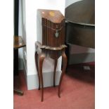 An XVIII Century and Later Mahogany Serpentine Shaped Cutlery Box on Stand, with hinged top, shell