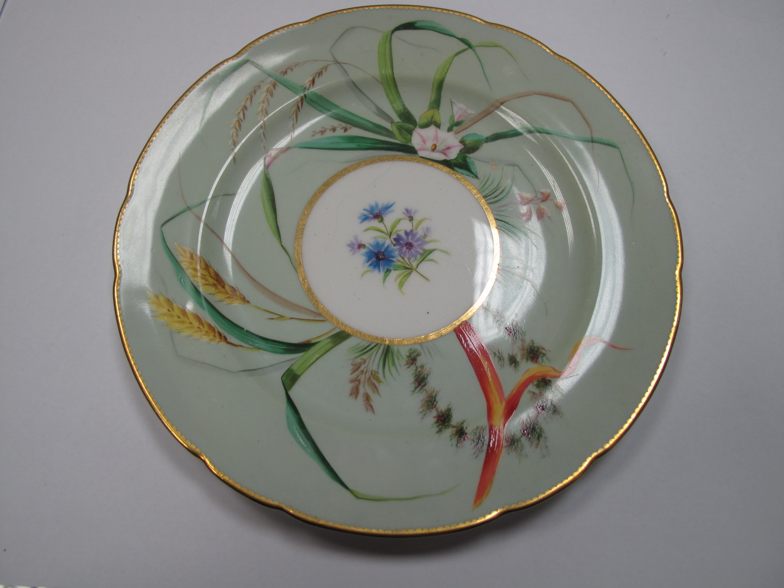 Eight Late XIX Century Minton Porcelain Plates, of shaped circular form , painted with sprays of - Image 3 of 10