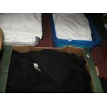 A Collection of Vintage Black Lace Trim, linen sheets, damask table linen etc:- Three Boxes