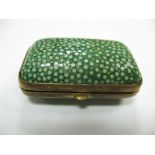 A XIX Century Shagreen Vesta Case, of cushioned rectangular form, gilt lined interior and engraved '