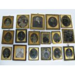 A Collection of Seventeen Victorian Daguerrotype Portraits, contained in ornate gilt metal and