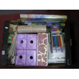 Pencils, Papers, Pastels and other Artists Equipment, greeting cards etc:- One Box