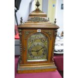 A Late XIX Century Oak Westminster Chimes Mantel Clock, of rectangular form with gilt metal