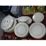 A Modern Royal Worcester Porcelain Dinner Service in the 'Gold Chantilly' Pattern, each piece with