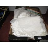 Crochet Edged Table Linens, boxed handkerchiefs etc:- One Box