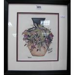 A Moorcroft Nicola Slaney Original Watercolour of 'Fuchsia', 25.5 x 22cm, signed and dated