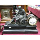 A Late XIX Century Black Marble Striking Mantel Clock, signed 'Lercy A Paris', the stepped