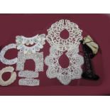 Three XIX Century Handmade Lace Collars, 1940's collars and a length of beaded lace trim etc:- One