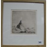 LEONARD BEAUMONT (Sheffield Artist)(1891-1986) (ARR) "Three Climbers", dry point etching, signed