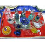 Glass Paperweights, sea creature related, to include sea horses, duck, angel fish, no visible makers