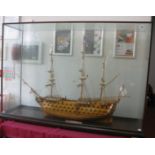 A Large Fine Scale Kit Based Model of H.M.S Victory, varnished, finished to a very high standard, an