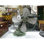 A Gilbert Industrial Desk Fan, in olive green metal, 30cm high