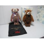 Two Modern Steiff Jointed Teddy Bears, #663253 Red Panda Teddy Bear 2009, Limited Edition 678 of