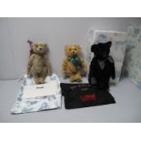 Three Modern Steiff Jointed Teddy Bears, #663178 2008, No. 599 of 1500, 'Black Petsy', 32cm high,