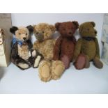 Four Modern Jointed Teddy Bears, from Barnetby Bears, Canterbury Bears, Buggins Bears, and Toby Bear