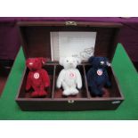 Steiff Jewellery Box Set, #669668, wooden box,34 x 15 x 11cm containing three miniature modern