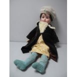 A Limoges of France No. 10 Bisque Headed Doll, fixed eyes, open mouth and teeth, jointed composition