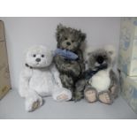 Three Modern Teddy Bears by Charlie Bears, 'Willis, 'Darling' and Kennett.