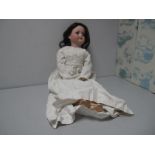 An Early XX Century 23" SPBH 1909 German Bisque Headed Doll, blue sleepy eyes, open mouth, brown