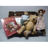 Three Books on Dolls House Furniture, a Mid XX Century jointed teddy bear, approximately 18"