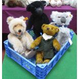 Four Modern Jointed Teddy Bears by Steiff, between 11" and 14" high, including two limited edition