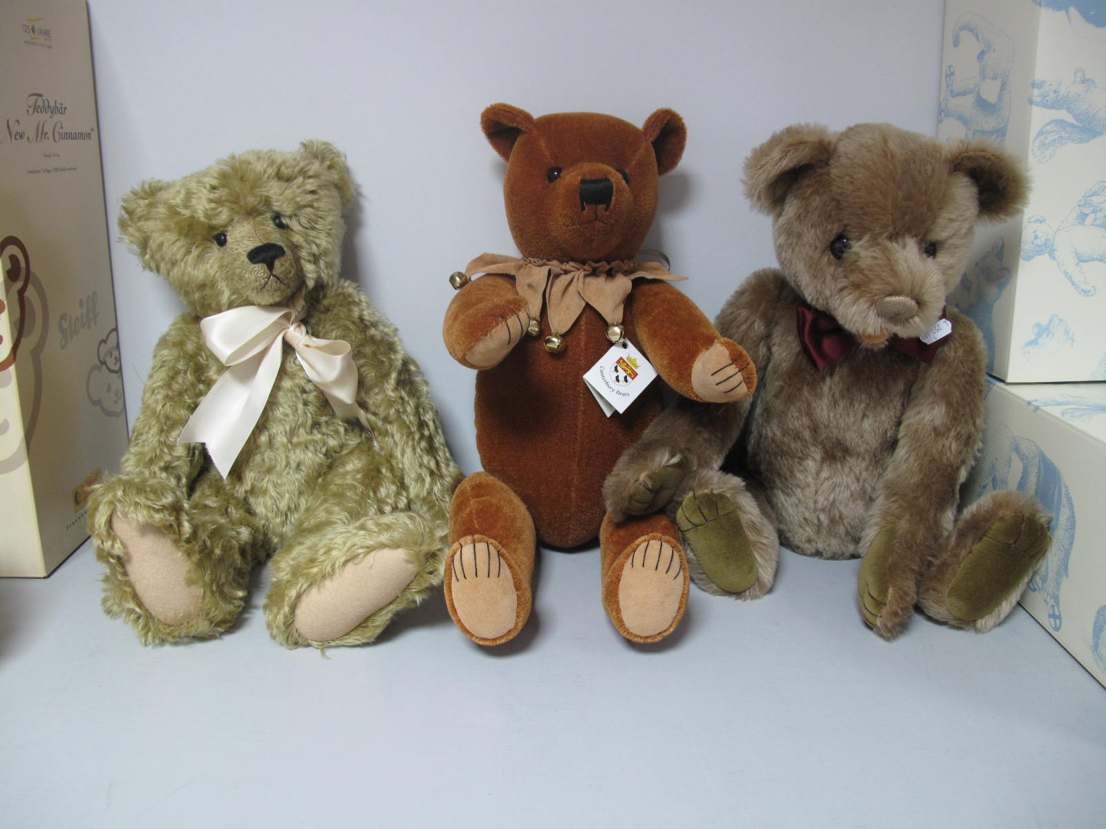 Three Modern Jointed Teddy Bears by Cotswold Bears, Gund, Canterbury Bears, all approximately 20"