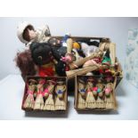 A Quantity of Well Loved Dolls and Gollies, Mid XX Century and later, a 11" high wooden jointed