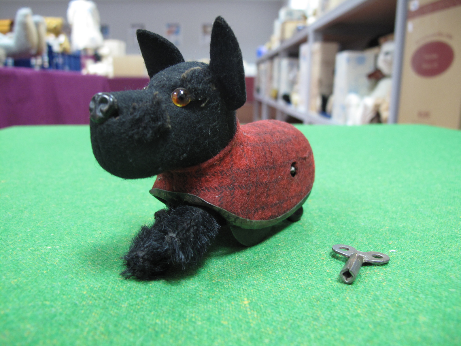 A Mid XX Century Clockwork 'Scottie' Dog, by Schuco of Germany, 12cm long.