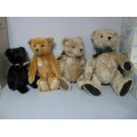 Four Modern Jointed Teddy Bears by Steiff, Hermann including Steiff 037160 classic Teddy Bear 38,