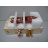 A Boxed Steiff #037405 Teddy Bear Set, with motor boat, the nostalgic motor boat is 32cm long and