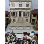 A Modern Dolls House in the Style of a Georgian Four Double Bay Fronted Town House, hinged roof