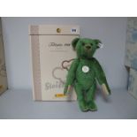 A Modern Steiff Jointed Teddy Bear #408540, Green Teddy Bear 1908 Replica, Limited Edition 2797 of