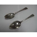 A Matched Pair of Hallmarked Silver Old English Pattern Table Spoons, crested. (2)