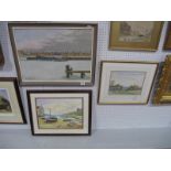 David Prescott Mixed Medium of a Trawler, signed lower left, Robert Butcher watercolour of a fishing