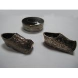 A Pair of Novelty Miniature Clogs, each allover detailed in relief, one stamped "HH", together