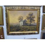 Rex Preston, Desolate Farmhouse, Oil on Canvas, 34 x 44cm.